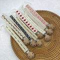 Cadena de madera para chupete de bebé con estampado de flores, soporte para chupete, protector, colgante para dentición, accesorios para bebé
