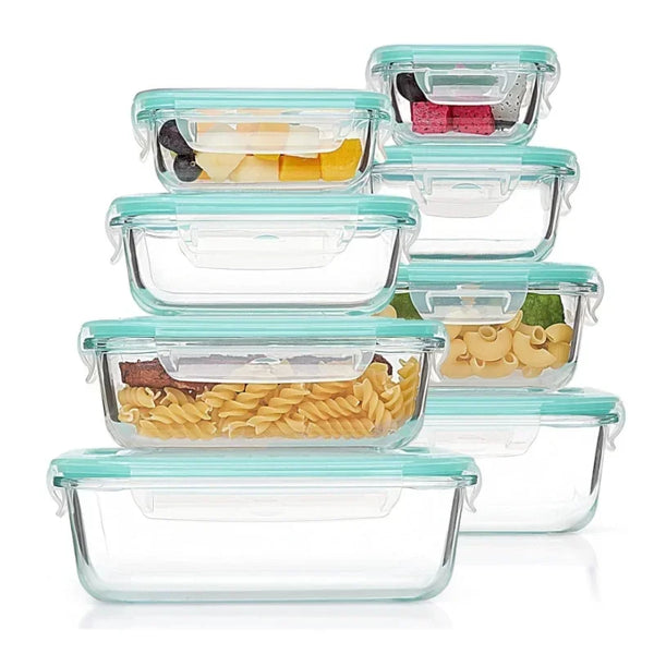 Borosilicate Glass Lunch Box Airtight Leakproof Bento Box Meal Prep Food Storage Containers with Locking Lid for Adults Office