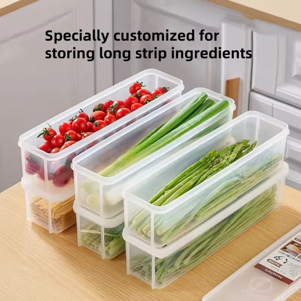 1/2/4 recipientes rectangulares largos para almacenamiento de alimentos, cajas organizadoras de refrigerador de plástico reutilizables, accesorios de cocina