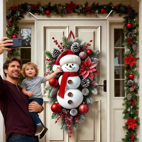 Decoración navideña para puerta, muñeco de nieve, adornos lindos, letrero colgante de muñeco de nieve para interiores, exteriores, pared, sala de estar, patio, porche, árbol