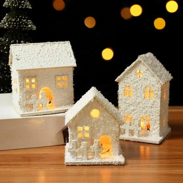 Decoración navideña creativa para el hogar con adorno de copo de nieve brillante con luces LED para decoración de fiestas navideñas en mesas de hogar