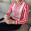 10 Color Striped Men's Shirt Large Size Breathable Casual Men's Top Comfortable Fabric Long Sleeve Shirt Lapel Fast Shipping