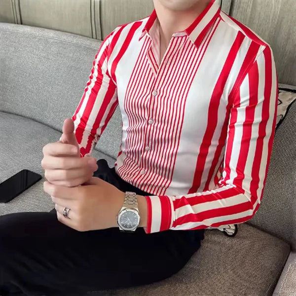 Camisa de hombre a rayas de 10 colores, talla grande, transpirable, top casual para hombre, tela cómoda, camisa de manga larga, solapa, envío rápido