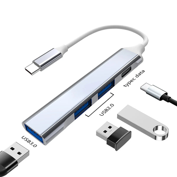 USB C Hub USB Hub 3.0 Type C Docking Station Aluminum 4-in-1 USB Expander, with 3 USB Ports and 1 USB C Port USB Distributor