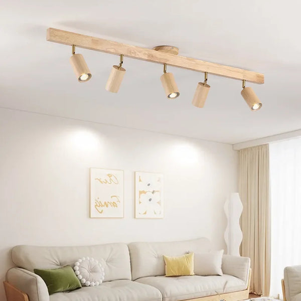 2025 Nordic Walnut Wood Ceiling Chandelier For Living Room Dining Room Aisle Entrance Corridor Lamps With Spotlights For Wall Pi