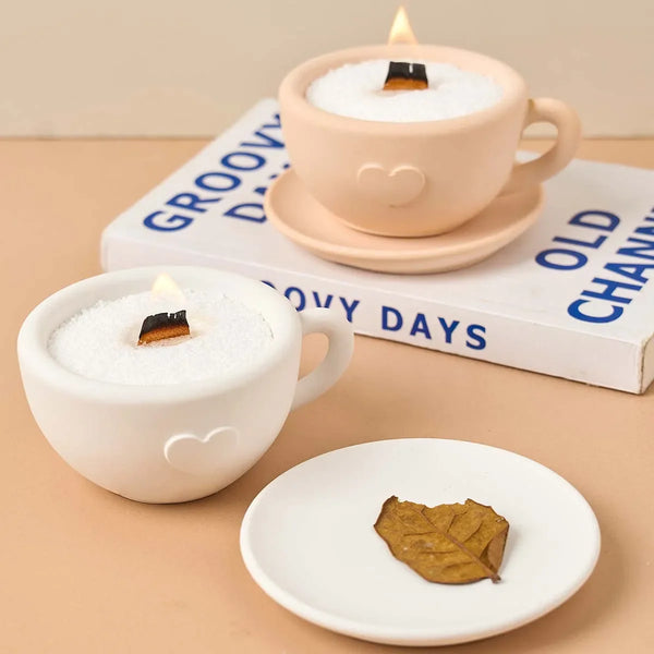 3D Love Teacup Candle Jar Silicone Mold DIY Coffee Cup Flowerpot Casting Molds Plaster Resin Storage Box Craft Making Home Decor