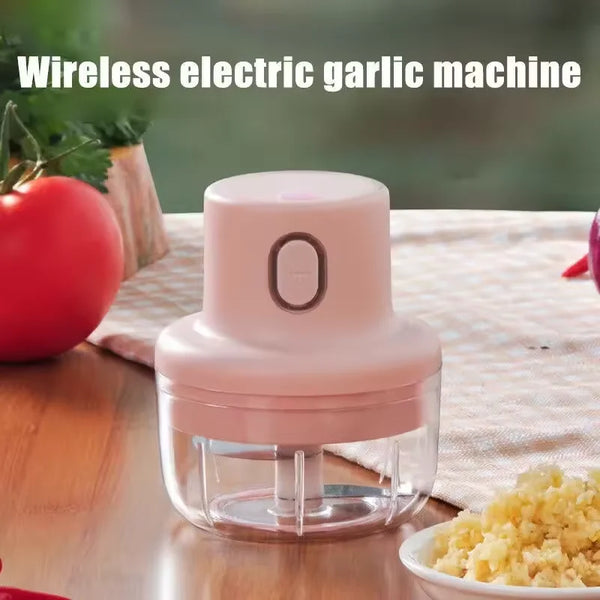Trituradora de ajo eléctrica, miniprocesador de alimentos inalámbrico por USB para verduras, carne y especias, picadora resistente, batidora, utensilios de cocina