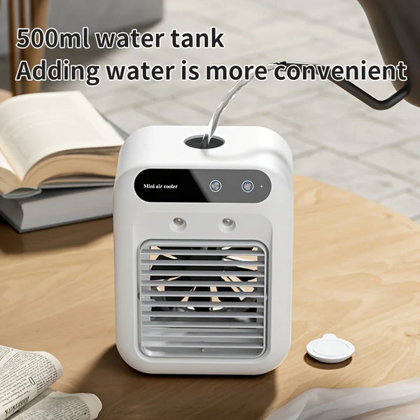USB Desktop Humidifier Fan Water Tank Mini Air Cooler Portable Cooling Device 1800mAh Lithium Battery Low Voltage Operation Fan