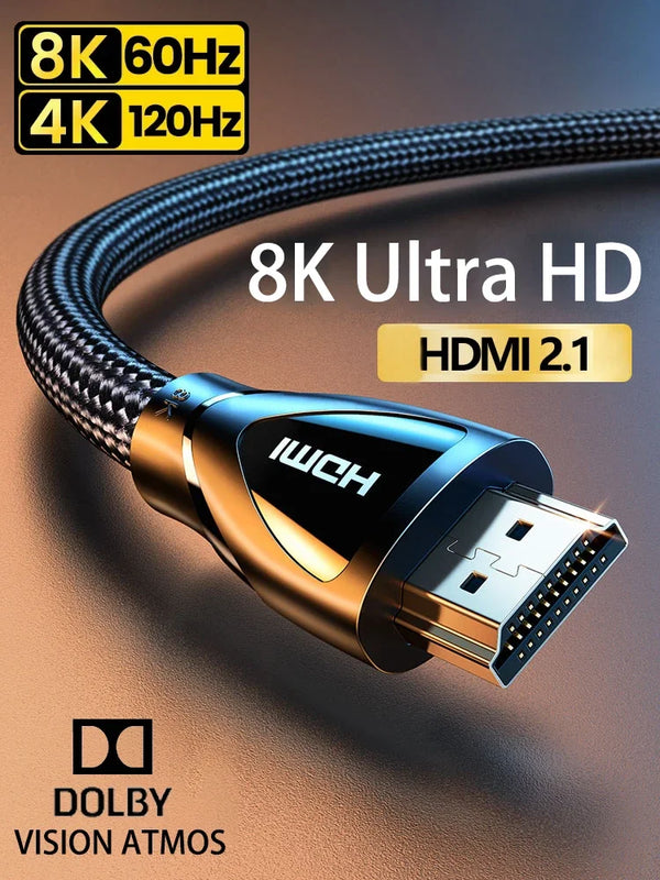 Cable compatible con HDMI 2.1 de ultra alta velocidad 8K/60Hz 4K/120Hz para Xiaomi Mi, Xbox, PS5, HDR10+, Dolby Vision, 48Gbps, compatible con HDMI 8K
