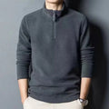 Autumn Winter New Warm Polo Shirts Men's Lamb Wool Sweatshirt Standing Neck Half Zip Long Sleeve Fashion Versatile Men Tees Tops