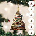 Christmas Ornament Creative Book Tree 2D Flat Acrylic Christmas Decoration Car Ornament Festive Holiday Home Decor