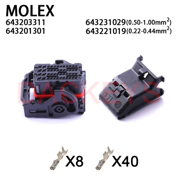 1 JUEGO 64320-3311 64320-3318 64320-3319 64320-3315 643201301 Conector automotriz CMC para ECU Molex de 48 pines, receptáculo para mazo de cables