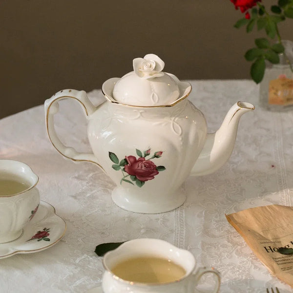 French Vintage Rose Tea Cup and Plate Coffee Cups and Plates, European Style Palace Style, New Bone Ceramics, British Style