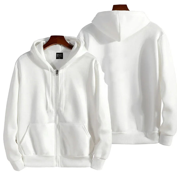 Sudadera con capucha y cremallera de moda para mujer/hombre, sudadera con capucha de manga larga, ropa deportiva casual de otoño e invierno, ropa de color sólido