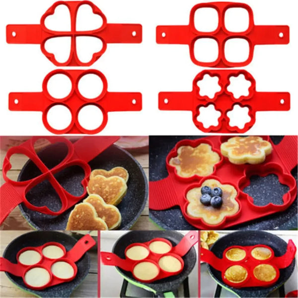 Molde de silicona antiadherente para huevos y tortitas, utensilio de cocina para preparar huevos fritos y tortillas