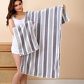 2pcs/set, Hand Towel Bath Towel Absorbent Striped Pattern Quick Drying Bath Towel Face Towel Beach Towel Bathroom Accessories