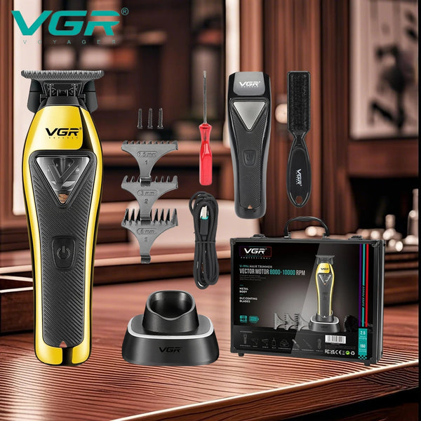 VGR Hair Trimmer Professional Hair Clipper Cordless Barber 10000 RPM Clipper Vector Motor Haircut Metal Trimmer for Men V-994