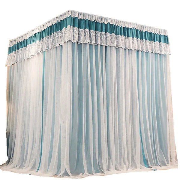 Three-door Shading Quadrate Mosquito Net Double Layers Bed Curtain Canopy Tents with Frame Princess Romantic Home Decoration