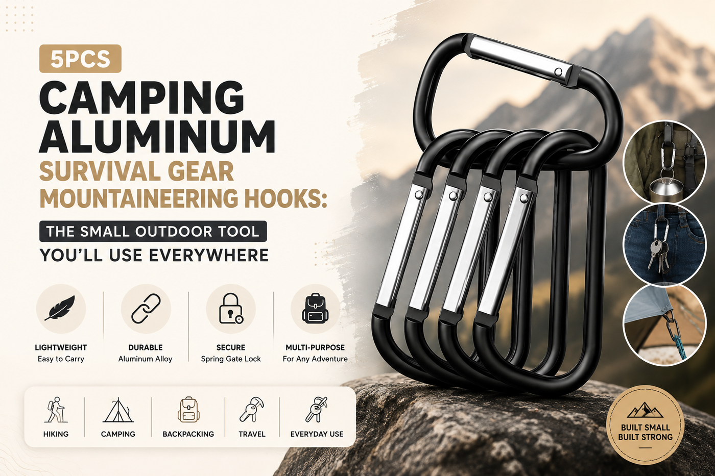 5PCS Camping Aluminum Survival Gear Mountaineering Hooks: The Small Outdoor Tool You’ll Use Everywhere