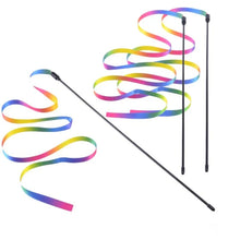 Rainbow Ribbon Cat Teaser Wand