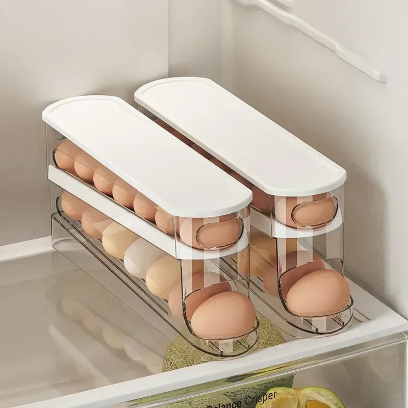Bilayer Automatic Rolling Egg Organizer
