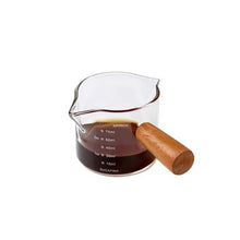 Glass Espresso Measuring Cup with Wood Handle