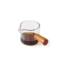 Glass Espresso Measuring Cup with Wood Handle