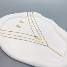 Geometric V-Shape Pendant Jewelry Set
