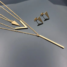 Geometric V-Shape Pendant Jewelry Set