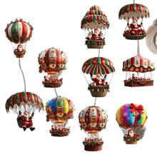 Wooden Santa Hot Air Balloon Ornaments