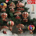 Wooden Santa Hot Air Balloon Ornaments