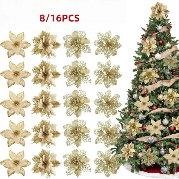 Glitter Artificial Christmas Flowers