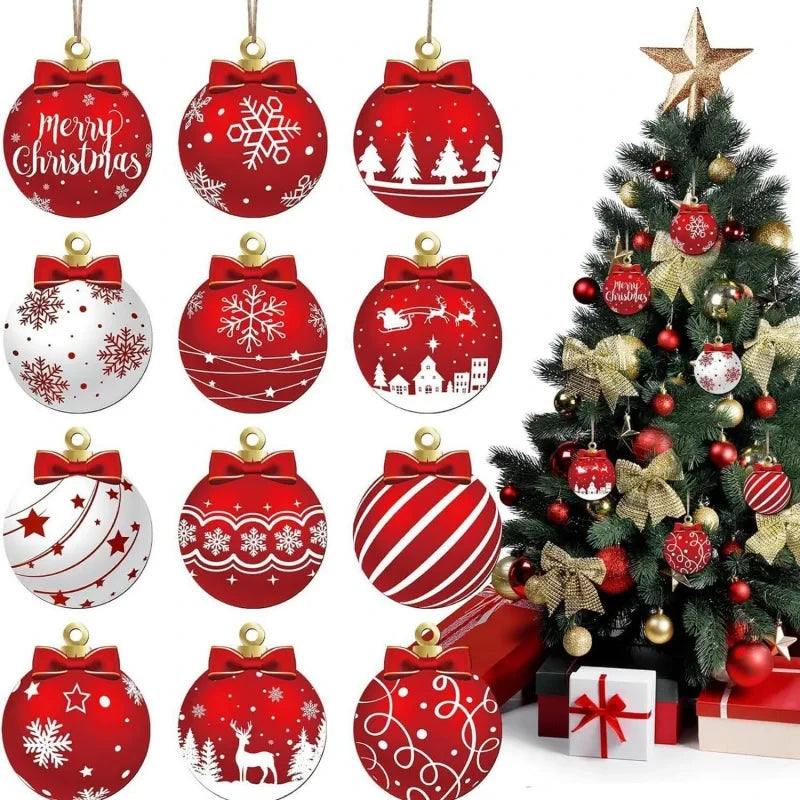 Festive Wooden Christmas Ornament Set