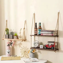 Tiered Hanging Wooden Plant Shelves