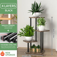 Tiered Wooden Plant Shelf - B 6 Layers Black