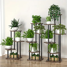 Tiered Wooden Plant Shelf - B 6 Layers Black