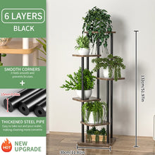 Tiered Wooden Plant Shelf - B 6 Layers Black