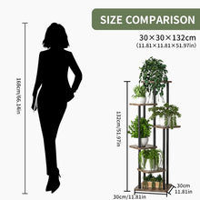 Tiered Wooden Plant Shelf - B 6 Layers Black