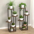 Tiered Wooden Plant Shelf - B 6 Layers Black