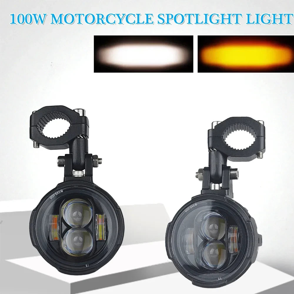 Dual Color LED Auxiliary Motorcycle Spotlights