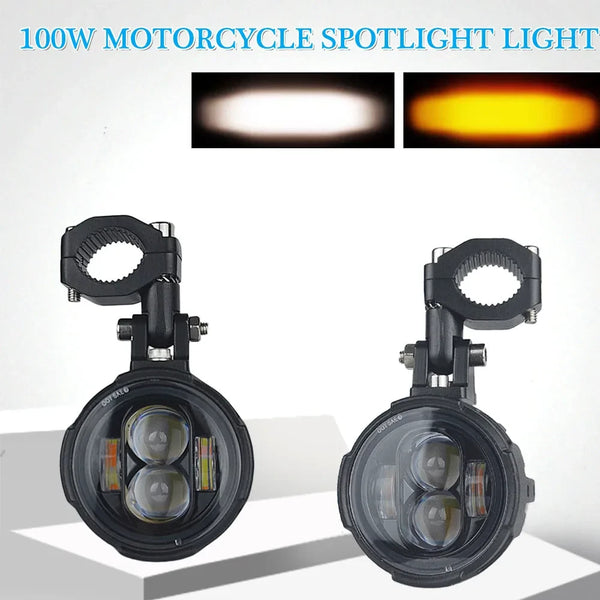 Dual Color LED Auxiliary Motorcycle Spotlights