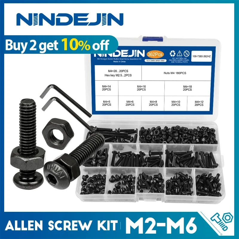 NINDEJIN Hex Socket Screw and Nut Set