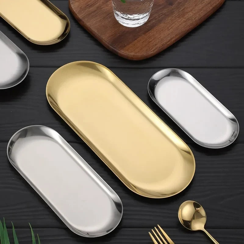 Gold Stainless Steel Dessert Tray