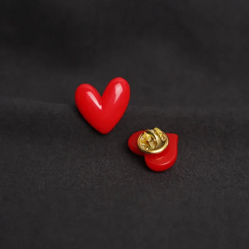 Red Heart Resin Brooch