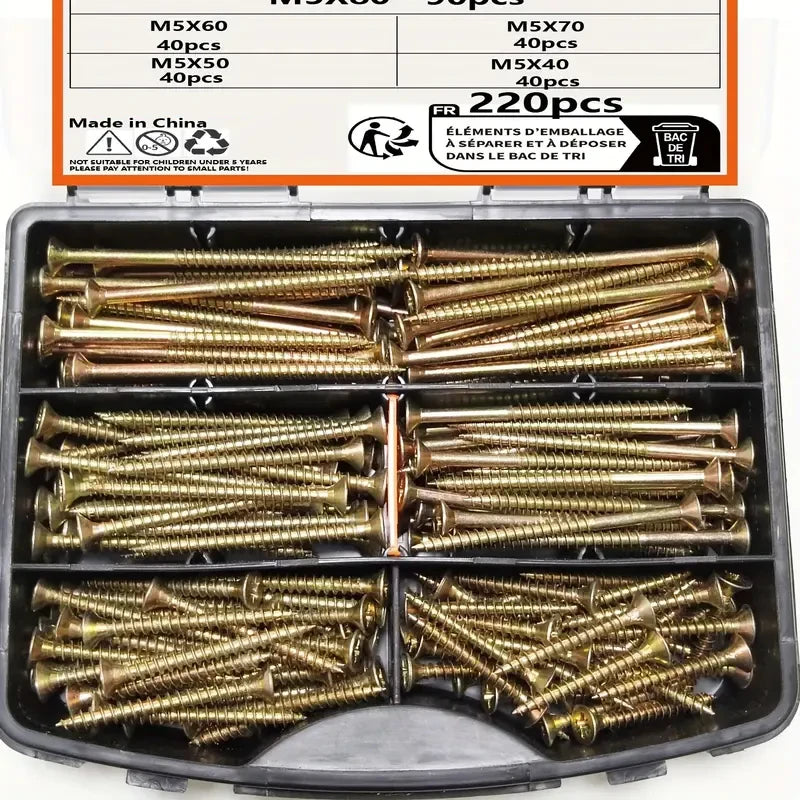 M5 Flat Head Wood Screw Set