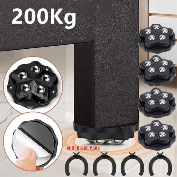 Brake Operated Adhesive Furniture Casters