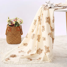Bear Print Cotton Muslin Swaddle