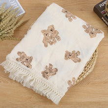 Bear Print Cotton Muslin Swaddle