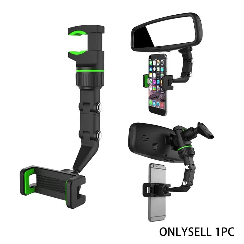 Adjustable Car Rearview Mirror Phone Mount