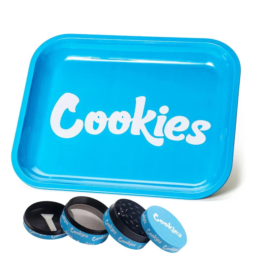 Metal Herb Rolling Tray and Grinder Set